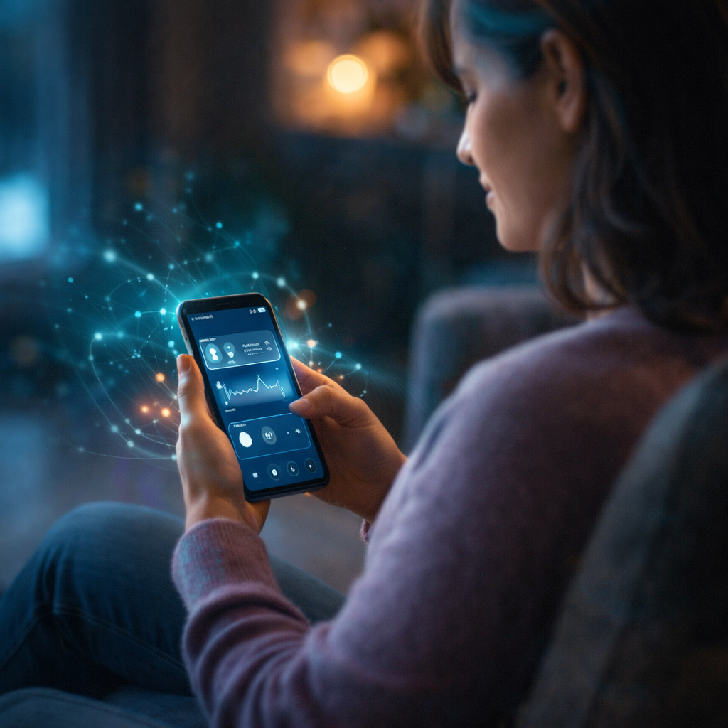 person using a mobile health app