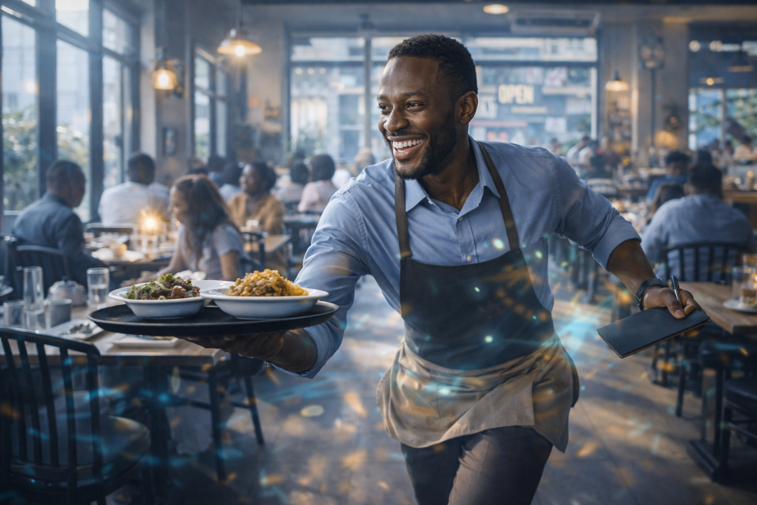 person with ADHD managing a busy workplace shift